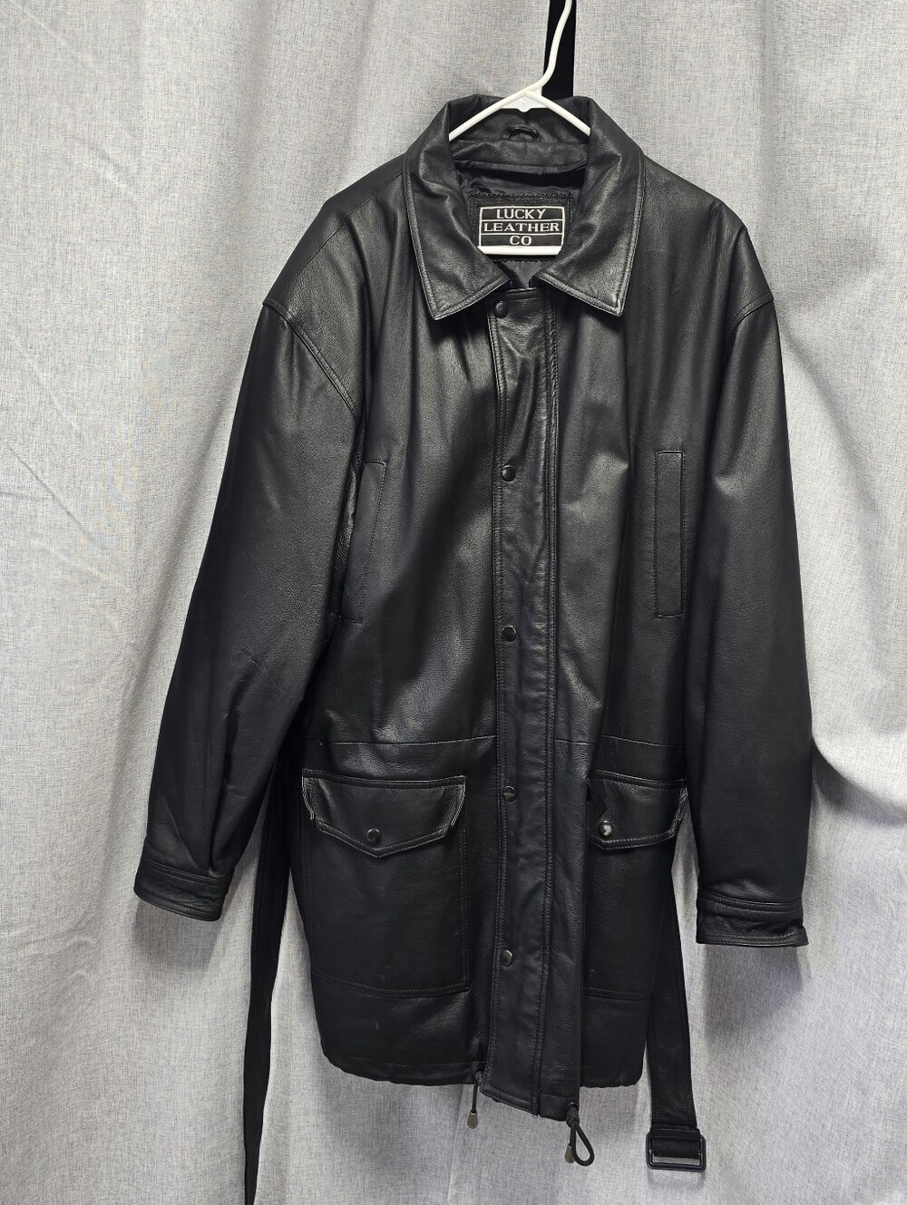 Vintage Lucky Leather Co Black Genuine Black Leather Jacket 90's Moto Retro L